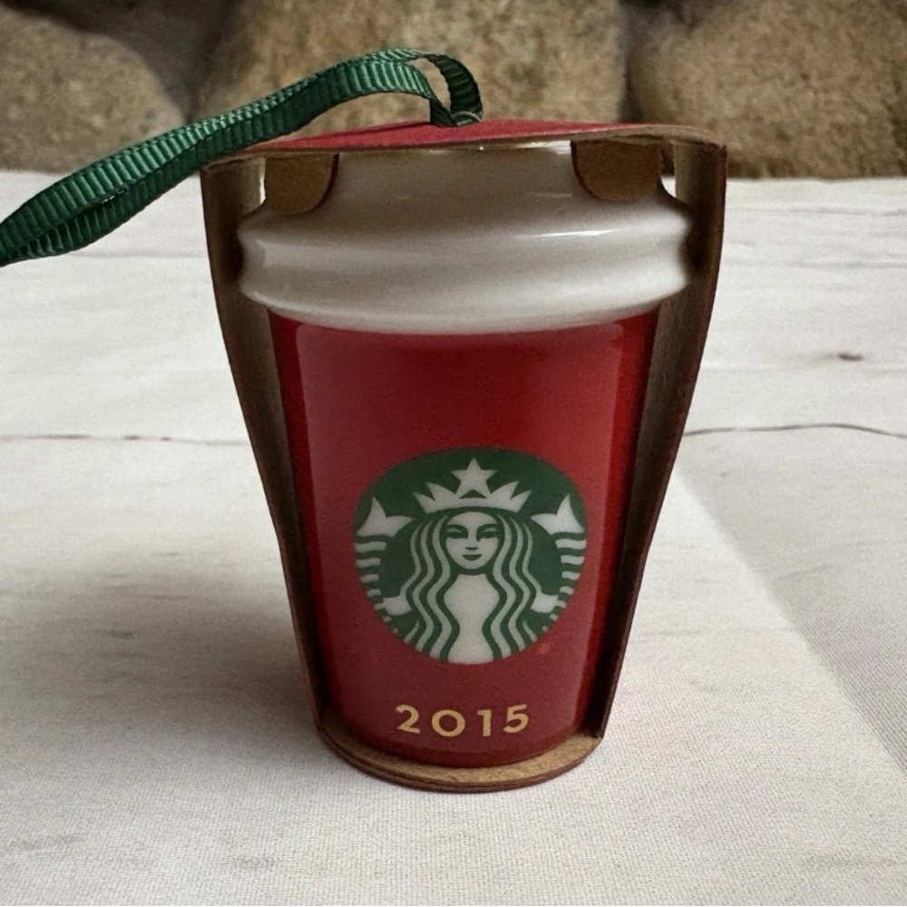 Starbucks 2015 Red Holiday Cup Ceramic Ornament 2.5"